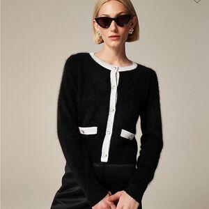 Jcrew Black and Ivory cashmere Cardigan with Gold Buttons